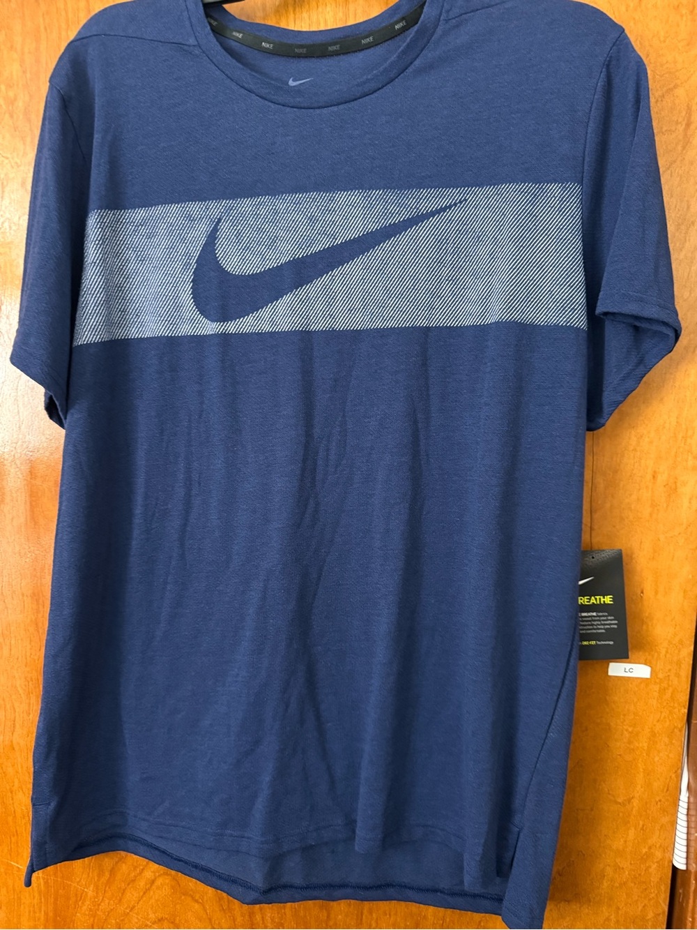 Nike Dri-Fit Breathe T-Shirt Blue Swoosh Men's XL Standard Fit (New) AJ8004-492